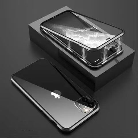 スマホケース  360° 全面覆いスマホケース、防水・防指紋仕様  全7色 両面防爆ガラス 金属フレーム搭載  耐衝撃・防振性能に優れ、高級感あふれるスマホケースで、iPhone に対応