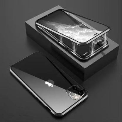 スマホケース  360° 全面覆いスマホケース、防水・防指紋仕様  全7色 両面防爆ガラス 金属フレーム搭載  耐衝撃・防振性能に優れ、高級感あふれるスマホケースで、iPhone に対応