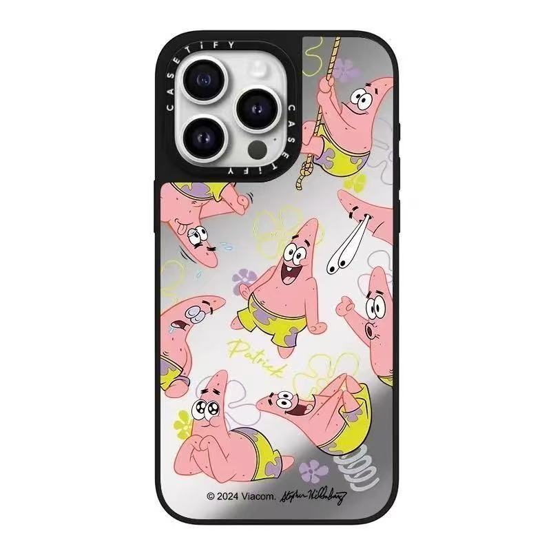 スマホケース  スポンジ・ボブとパトリックテーマ  耐衝撃・防振性能に優れ、高級感あふれるスマホケースで、iPhone に対応