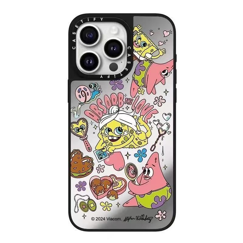 スマホケース  スポンジ・ボブとパトリックテーマ  耐衝撃・防振性能に優れ、高級感あふれるスマホケースで、iPhone に対応