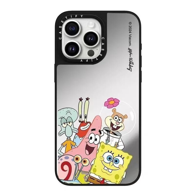 スマホケース  スポンジ・ボブとパトリックテーマ  耐衝撃・防振性能に優れ、高級感あふれるスマホケースで、iPhone に対応