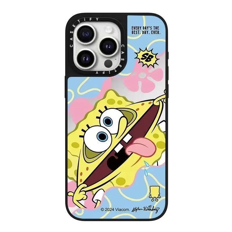スマホケース  スポンジ・ボブとパトリックテーマ  耐衝撃・防振性能に優れ、高級感あふれるスマホケースで、iPhone に対応