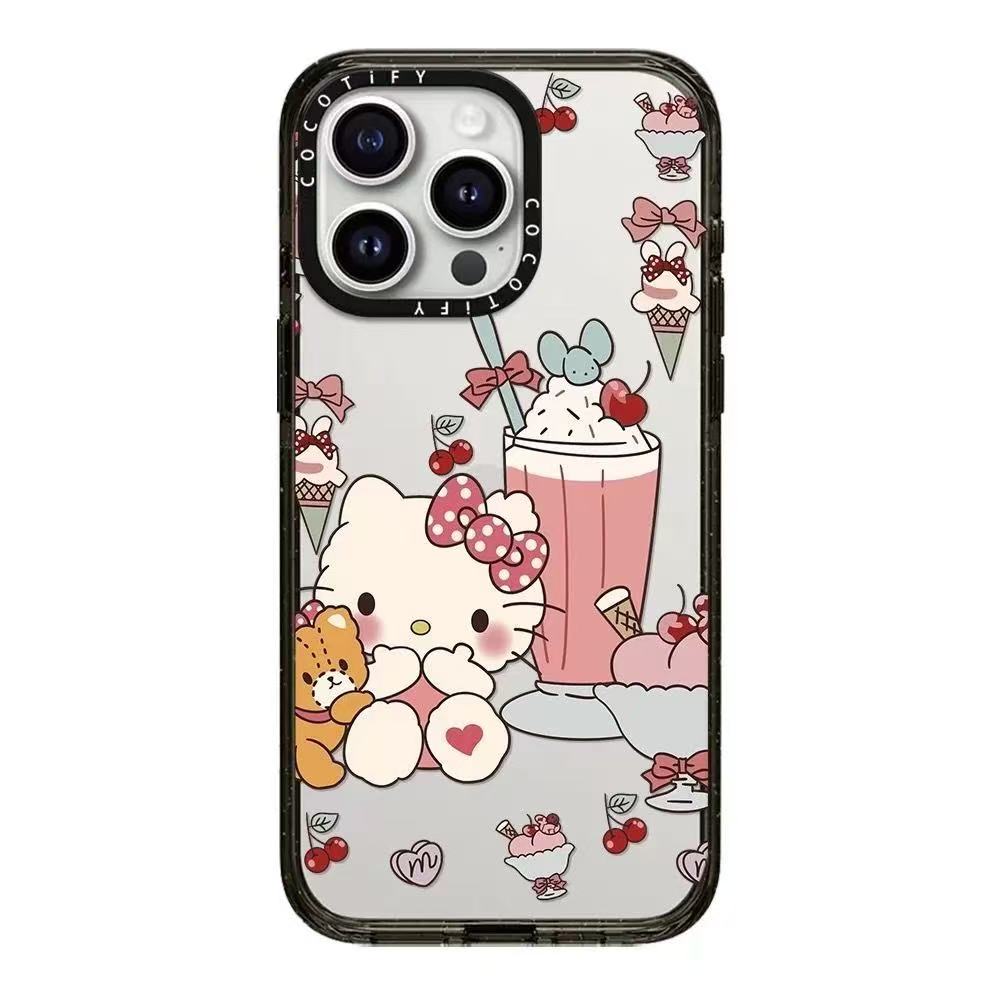 スマホケース  トーストとハローキティテーマ  耐衝撃・防振性能に優れ、高級感あふれるスマホケースで、iPhone に対応