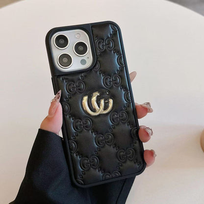 スマホケース  ダブルG   耐衝撃・防振性能に優れ、高級感あふれるスマホケースで、iPhone に対応