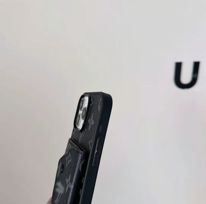 スマホケース ダブルV 紐付き カードケース付き 耐衝撃・防振性能に優れ、高級感あふれるスマホケースで、iPhone に対応