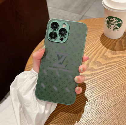 スマホケース ガラス質感 ダブルV レンズ保護付き 耐衝撃・防振性能に優れ、高級感あふれるスマホケースで、iPhone に対応