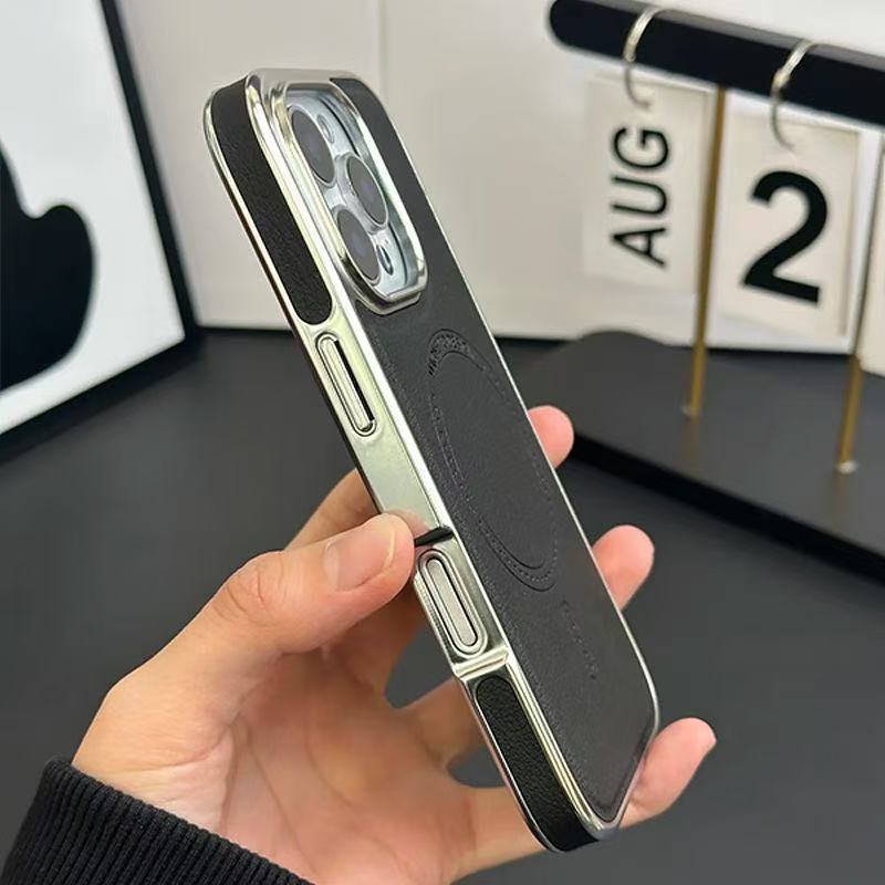 スマホケース シンプルなデザインの磁気吸着式スマホケース  耐衝撃・防振性能に優れ、高級感あふれるスマホケースで、iPhone に対応