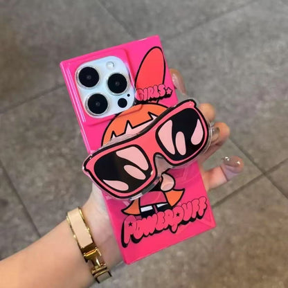 スマホケース パワーパフガールズをテーマ サングラス型のスタンドが付  耐衝撃・防振性能に優れ、高級感あふれるスマホケースで、iPhone に対応