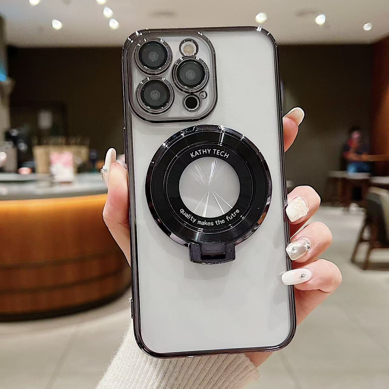 スマホケース 電気めっき磁気吸着式スマホケース TPU レンズフィルム付き・スタンド付き  耐衝撃・防振性能に優れ、高級感あふれるスマホケースで、iPhone に対応