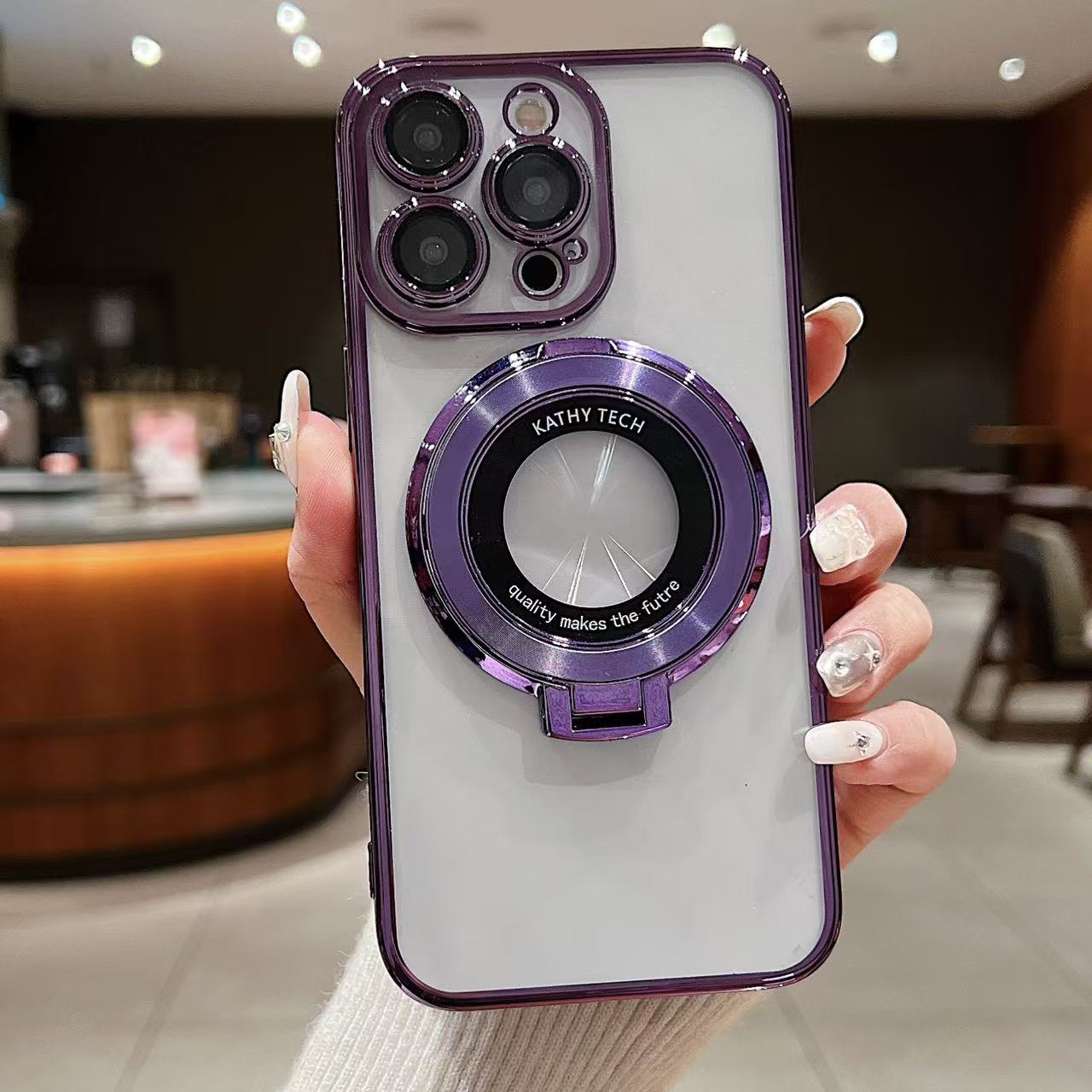 スマホケース 電気めっき磁気吸着式スマホケース TPU レンズフィルム付き・スタンド付き  耐衝撃・防振性能に優れ、高級感あふれるスマホケースで、iPhone に対応
