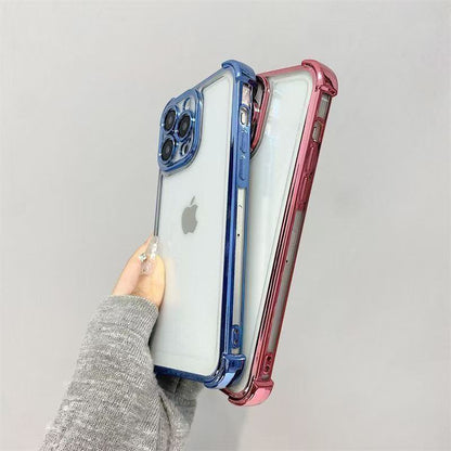 スマホケースカスタムシリーズ  メッキ加工  四角部分を厚くした  耐衝撃・防振性能に優れ、高級感あふれるスマホケースで、iPhone に対応