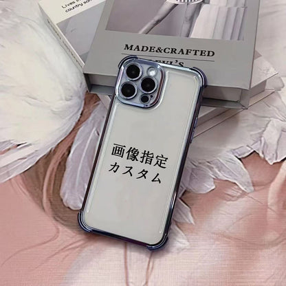 スマホケースカスタムシリーズ  メッキ加工  四角部分を厚くした  耐衝撃・防振性能に優れ、高級感あふれるスマホケースで、iPhone に対応