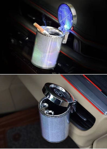 カー用品　車アクセサリー　エアコン吹き出し口に掛けられる、カラフルに発光する車載用灰皿