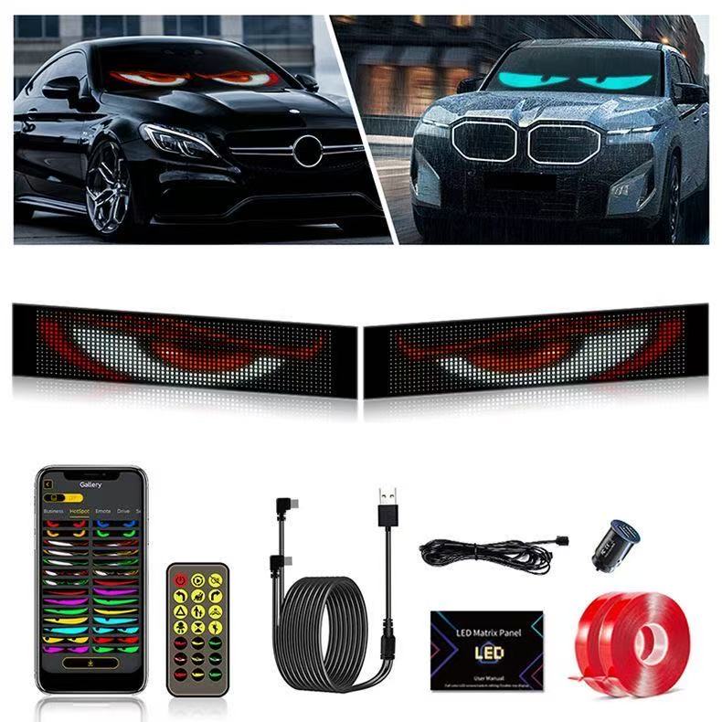 カー用品　車アクセサリー  悪魔の目（2 枚セット）  車両専用デビルアイ LED フレキシブルディスプレイ、USB カーアクセサリー