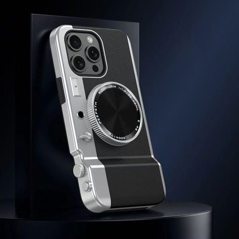 スマホケース  一体型プロカメラ風（磁気吸着式・化粧鏡付き） 全9色  耐衝撃・防振性能に優れ、高級感あふれるスマホケースで、iPhone に対応