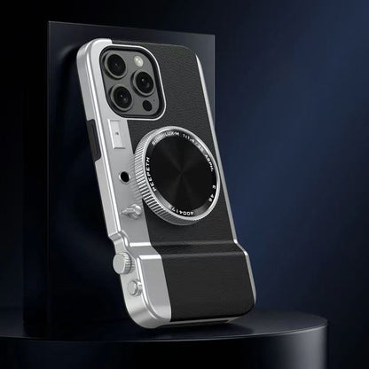 スマホケース  一体型プロカメラ風（磁気吸着式・化粧鏡付き） 全9色  耐衝撃・防振性能に優れ、高級感あふれるスマホケースで、iPhone に対応