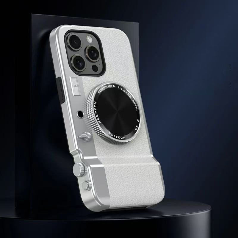スマホケース  一体型プロカメラ風（磁気吸着式・化粧鏡付き） 全9色  耐衝撃・防振性能に優れ、高級感あふれるスマホケースで、iPhone に対応