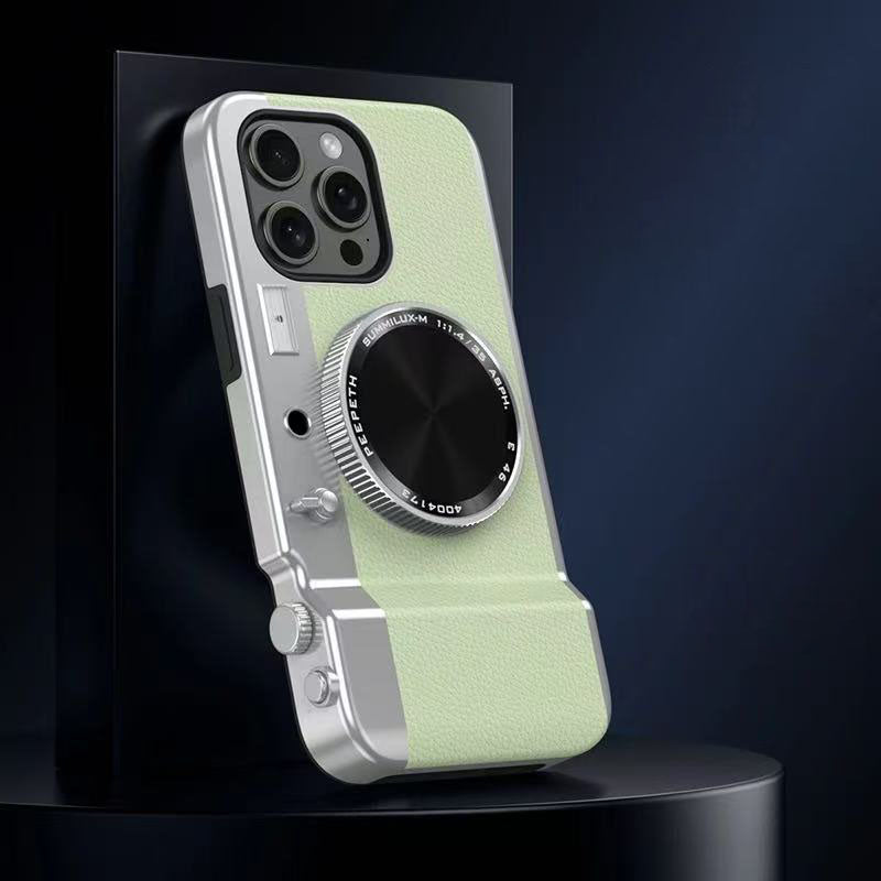 スマホケース  一体型プロカメラ風（磁気吸着式・化粧鏡付き） 全9色  耐衝撃・防振性能に優れ、高級感あふれるスマホケースで、iPhone に対応