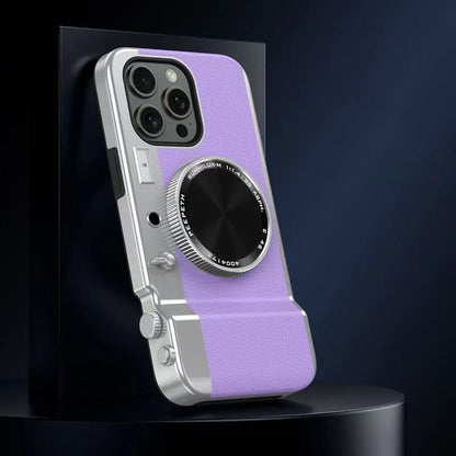 スマホケース  一体型プロカメラ風（磁気吸着式・化粧鏡付き） 全9色  耐衝撃・防振性能に優れ、高級感あふれるスマホケースで、iPhone に対応