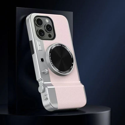 スマホケース  一体型プロカメラ風（磁気吸着式・化粧鏡付き） 全9色  耐衝撃・防振性能に優れ、高級感あふれるスマホケースで、iPhone に対応