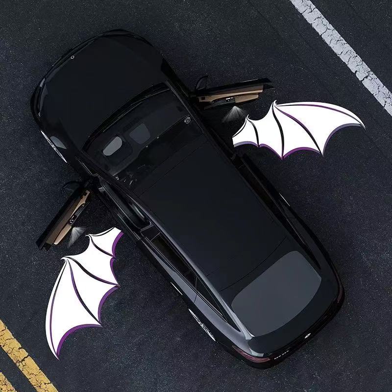 車ドアライト  天使の翼  悪魔の翼  車用品・カー用品・ドアウィング・汎用・カーアクセサリー・穴あけない・電池必要・光る・2点セット/4点セット
