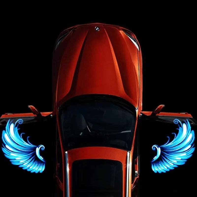 車ドアライト  天使の翼  悪魔の翼  車用品・カー用品・ドアウィング・汎用・カーアクセサリー・穴あけない・電池必要・光る・2点セット/4点セット