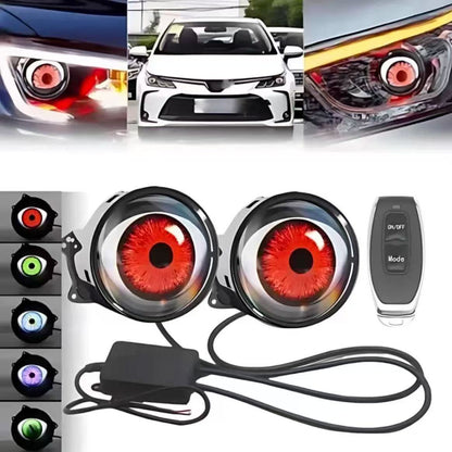 カー用品　車アクセサリー　ダイナミック悪魔の目  車用ビッグアイライト  LED 悪魔の目  車のヘッドライト バイクにも対応