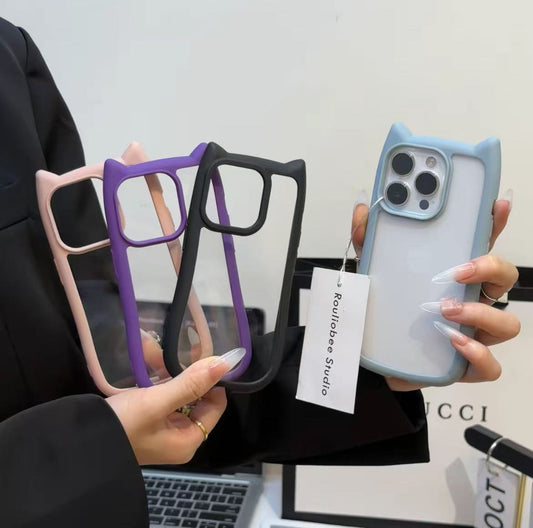 【期間限定セール】 スマホケース  可愛い立体猫ちゃんの耳　 耐衝撃・防振性能に優れ、高級感あふれるスマホケースで、iPhone に対応