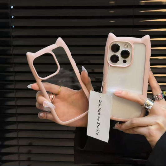 【期間限定セール】 スマホケース  可愛い立体猫ちゃんの耳　 耐衝撃・防振性能に優れ、高級感あふれるスマホケースで、iPhone に対応