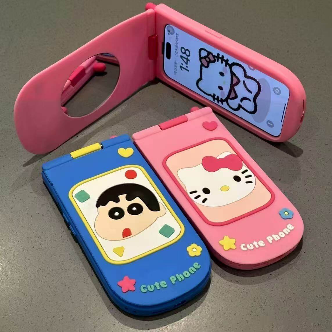 スマホケース  折りたたみ式カートゥーンスマホケース  耐衝撃・防振性能に優れ、高級感あふれるスマホケースで、iPhone に対応