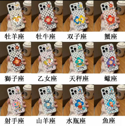 スマホケース  ダブルＶ 12 星座柄 耐衝撃・防振性能に優れ、高級感あふれるスマホケースで、iPhone11~16 に対応