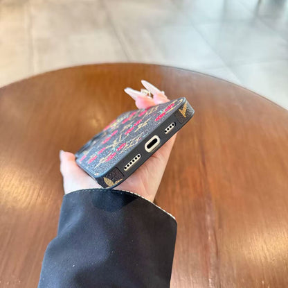 スマホケース  高級感 カートゥーングラフィティ ダブルV 耐衝撃・防振性能に優れ、高級感あふれるスマホケースで、iPhone14~17 に対応