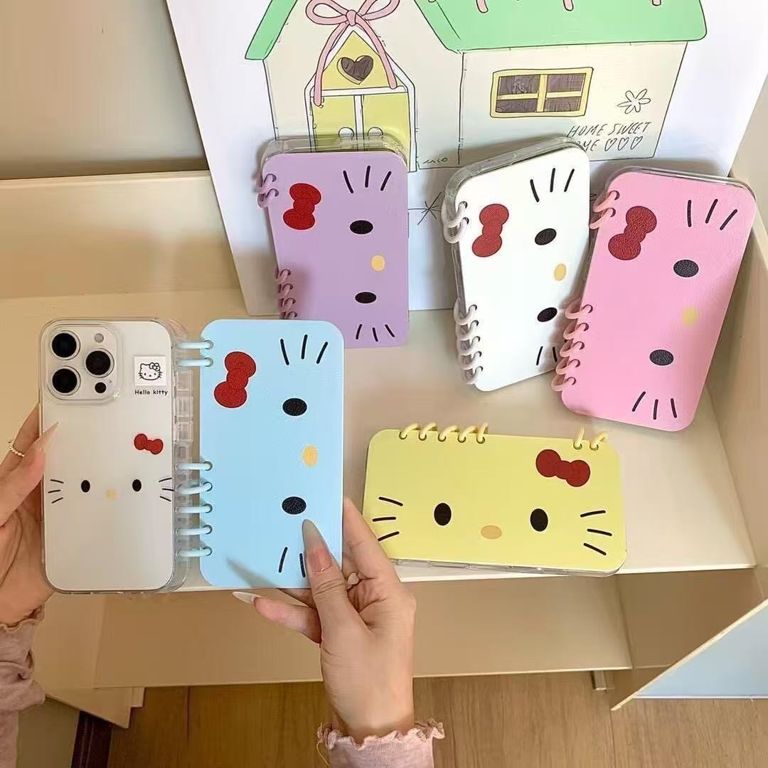 本型スマホケース  ハローキティテーマ 手帳型スマホケース キャラクターの柔らかい 折りたたみ式 ノート型 スマホケース  iPhone に対応