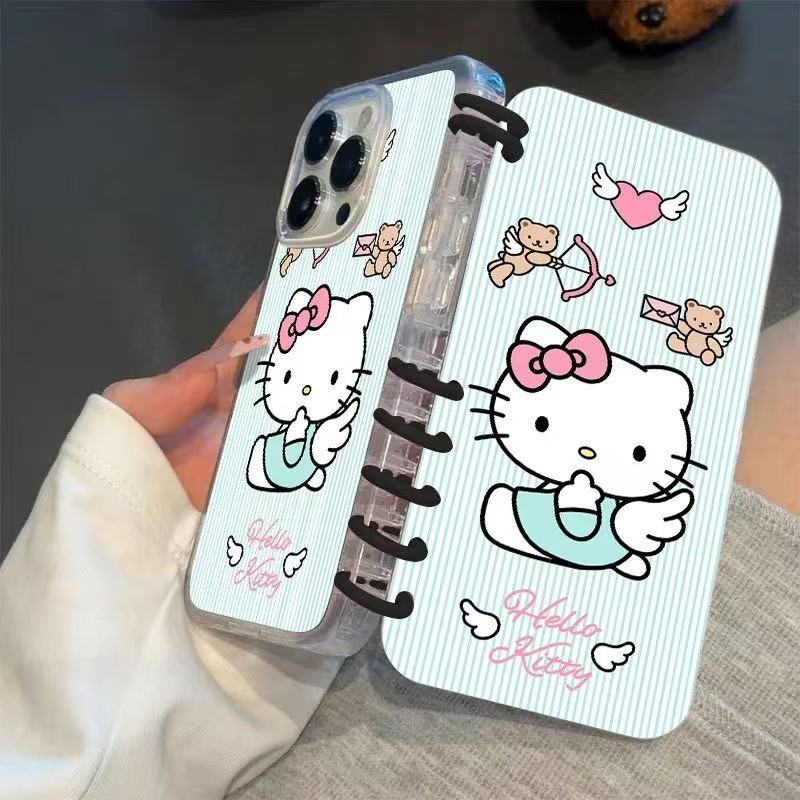 本型スマホケース 定番キャラクター「ハローキティ」テーマ 手帳型スマホケース  キャラクターの柔らかい 折りたたみ式 ノート型 スマホケース  iPhone に対応