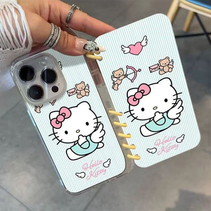 本型スマホケース 定番キャラクター「ハローキティ」テーマ 手帳型スマホケース  キャラクターの柔らかい 折りたたみ式 ノート型 スマホケース  iPhone に対応