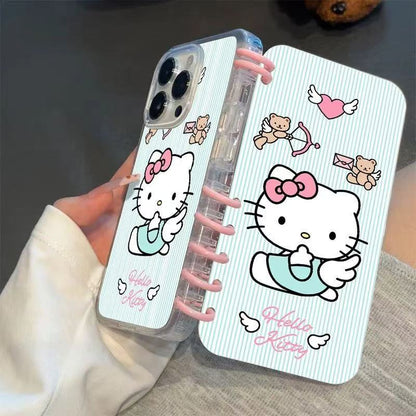 本型スマホケース 定番キャラクター「ハローキティ」テーマ 手帳型スマホケース  キャラクターの柔らかい 折りたたみ式 ノート型 スマホケース  iPhone に対応