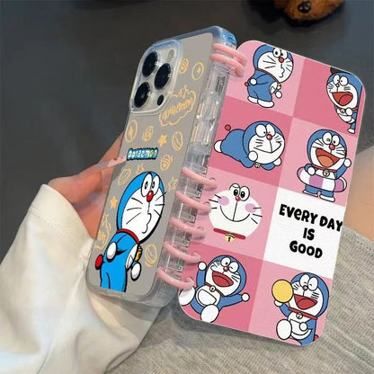 本型スマホケース 定番キャラクター「ドラえもん」テーマ  手帳型スマホケース  キャラクターの柔らかい 折りたたみ式 ノート型 スマホケース  iPhone に対応