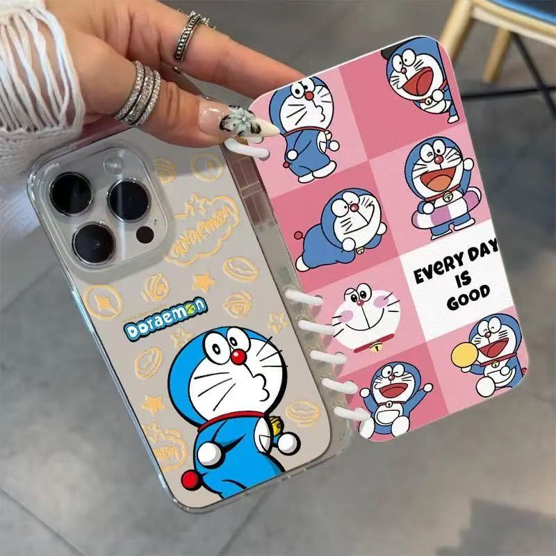 本型スマホケース 定番キャラクター「ドラえもん」テーマ  手帳型スマホケース  キャラクターの柔らかい 折りたたみ式 ノート型 スマホケース  iPhone に対応