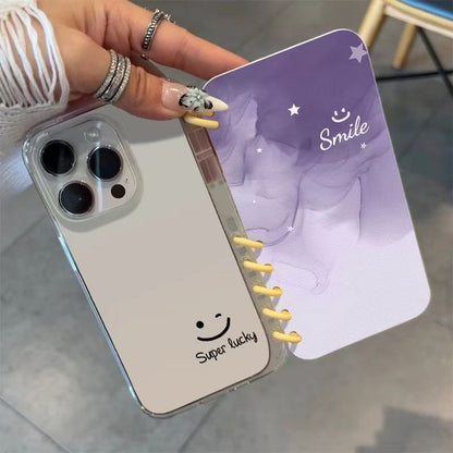 本型スマホケース 「スマイル」テーマ 手帳型スマホケース  キャラクターの柔らかい 折りたたみ式 ノート型 スマホケース  iPhone に対応