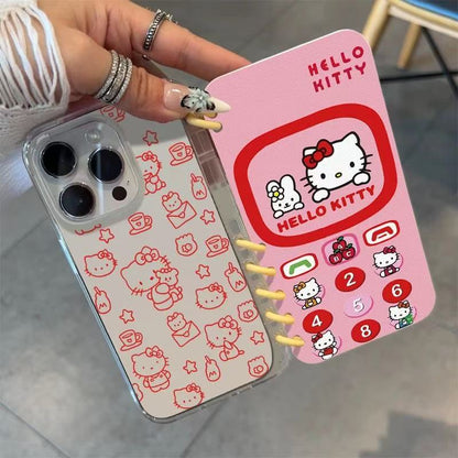 本型スマホケース 定番キャラクター「ハローキティ」テーマ 手帳型スマホケース  キャラクターの柔らかい 折りたたみ式 ノート型 スマホケース  iPhone に対応