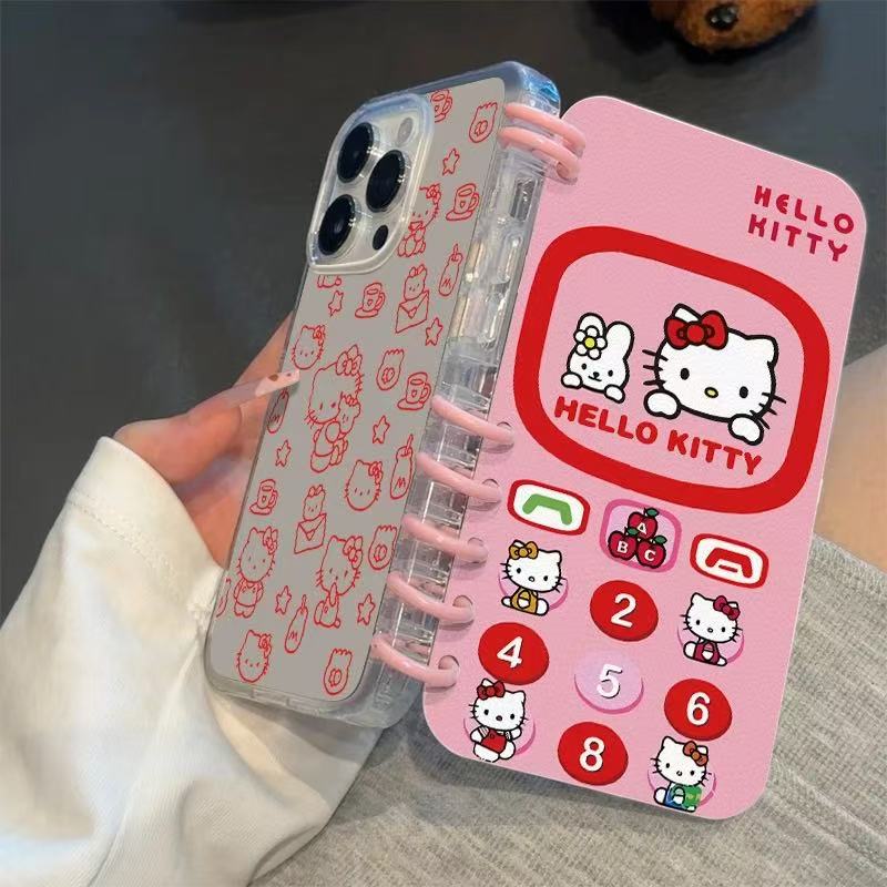 本型スマホケース 定番キャラクター「ハローキティ」テーマ 手帳型スマホケース  キャラクターの柔らかい 折りたたみ式 ノート型 スマホケース  iPhone に対応