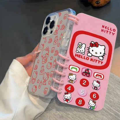 本型スマホケース 定番キャラクター「ハローキティ」テーマ 手帳型スマホケース  キャラクターの柔らかい 折りたたみ式 ノート型 スマホケース  iPhone に対応