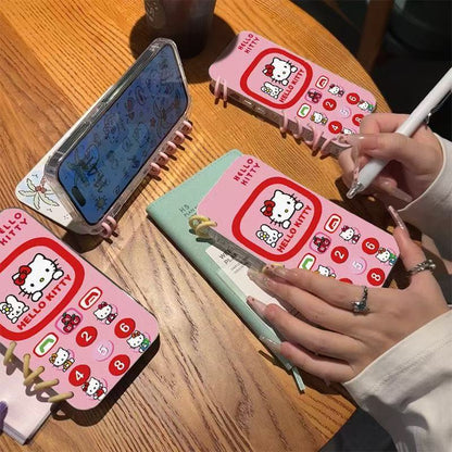 本型スマホケース 定番キャラクター「ハローキティ」テーマ 手帳型スマホケース  キャラクターの柔らかい 折りたたみ式 ノート型 スマホケース  iPhone に対応