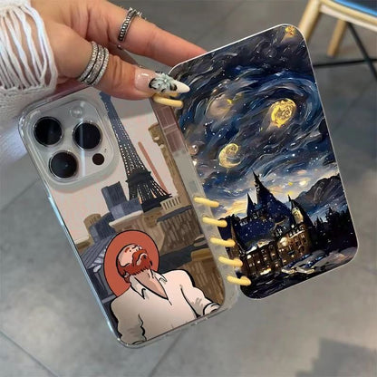 本型スマホケース 「星空」テーマ 手帳型スマホケース  キャラクターの柔らかい 折りたたみ式 ノート型 スマホケース  iPhone に対応