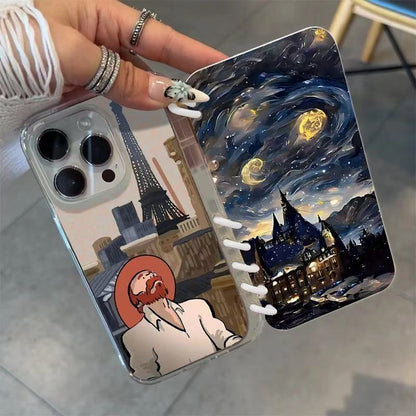 本型スマホケース 「星空」テーマ 手帳型スマホケース  キャラクターの柔らかい 折りたたみ式 ノート型 スマホケース  iPhone に対応