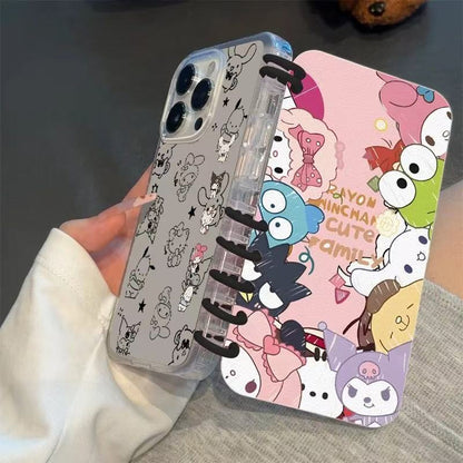 本型スマホケース 人気サンリオキャラクターたちテーマ 手帳型スマホケース  キャラクターの柔らかい 折りたたみ式 ノート型 スマホケース  iPhone に対応