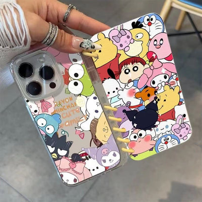 本型スマホケース 人気サンリオキャラクターたちテーマ 手帳型スマホケース  キャラクターの柔らかい 折りたたみ式 ノート型 スマホケース  iPhone に対応