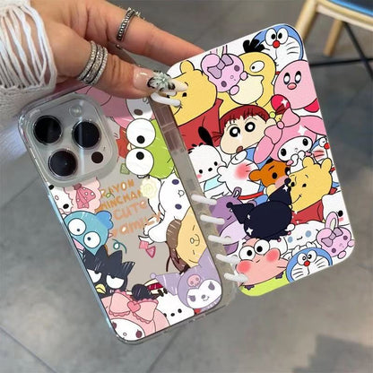 本型スマホケース 人気サンリオキャラクターたちテーマ 手帳型スマホケース  キャラクターの柔らかい 折りたたみ式 ノート型 スマホケース  iPhone に対応