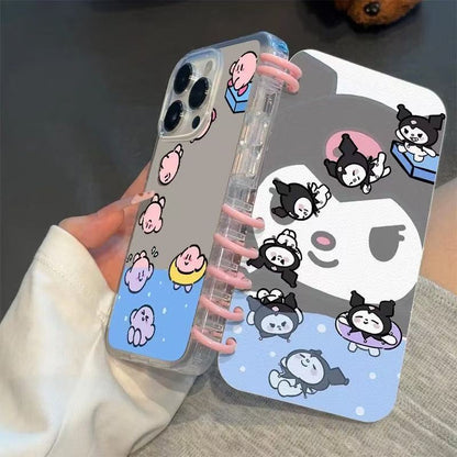 本型スマホケース 「クロミー」が元気にジャンプする姿テーマ 手帳型スマホケース  キャラクターの柔らかい 折りたたみ式 ノート型 スマホケース  iPhone に対応