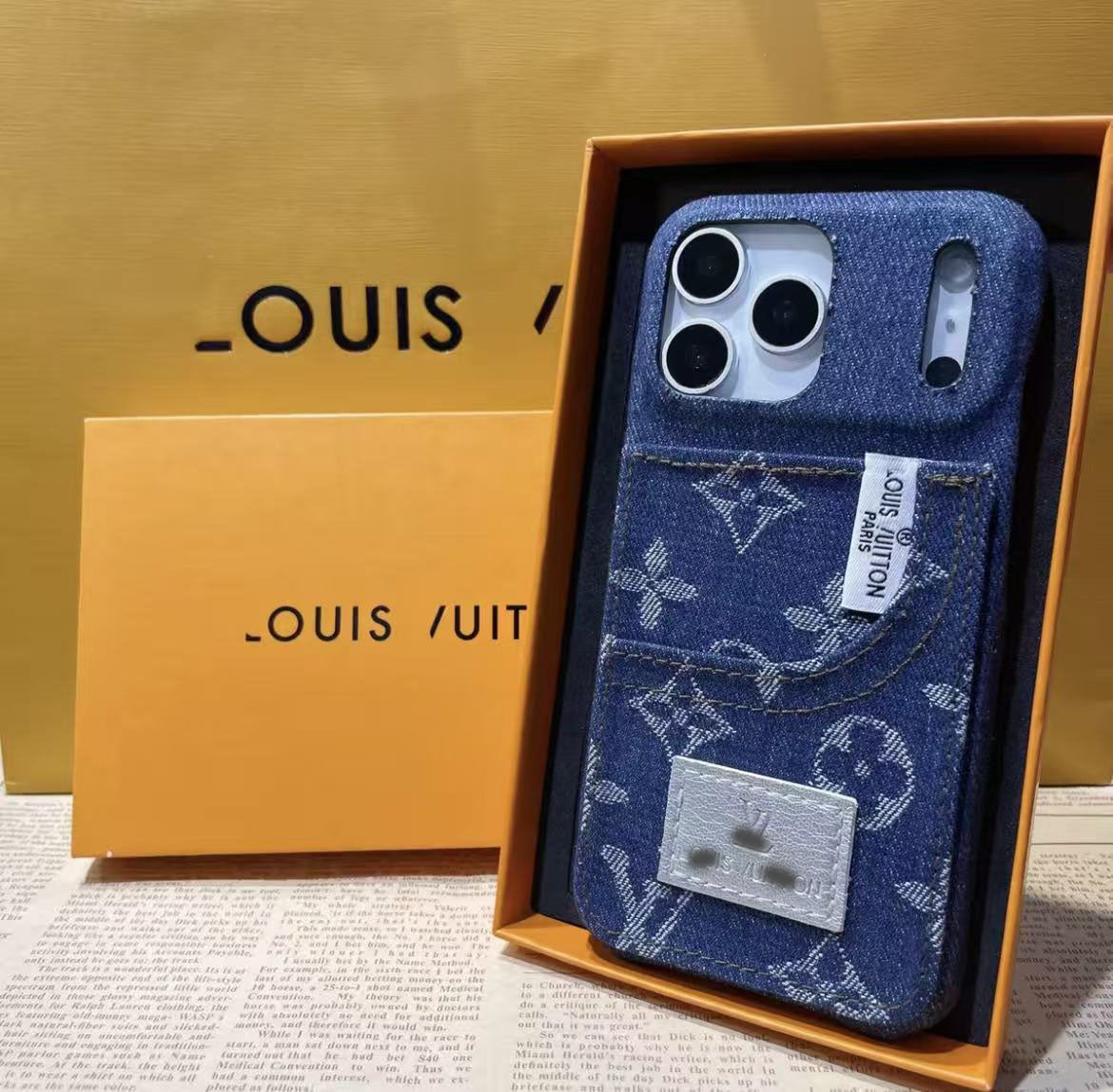 スマホケース  高級感デニム   ダブルV    耐衝撃・防振性能に優れ、高級感あふれるスマホケースで、iPhone12~17 に対応